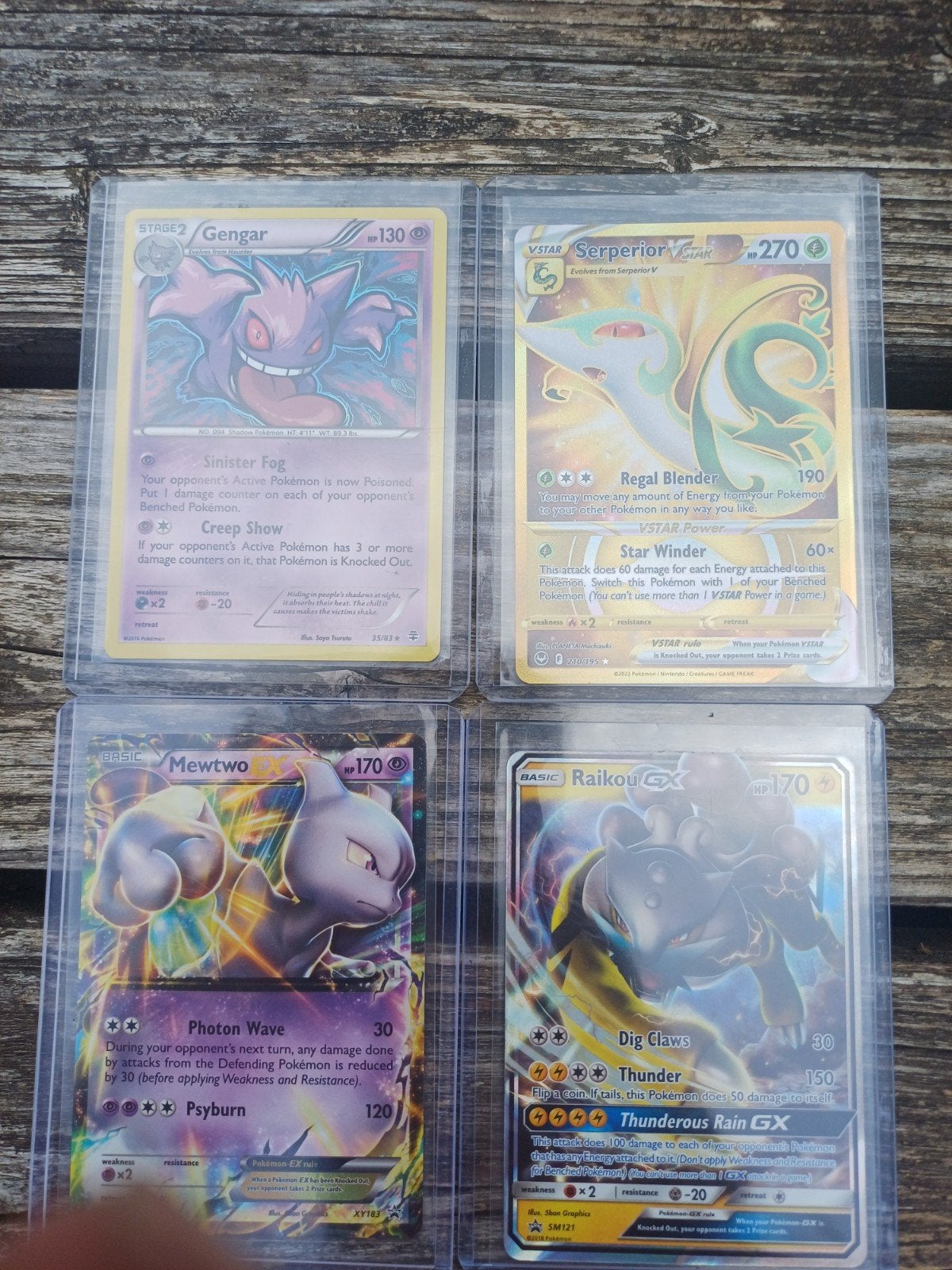Pokémon Kaarten Set: Gengar, Serperior, Mewtwo, Raikou GX, Ophalen of Verzenden, Zo goed als nieuw, Meerdere kaarten