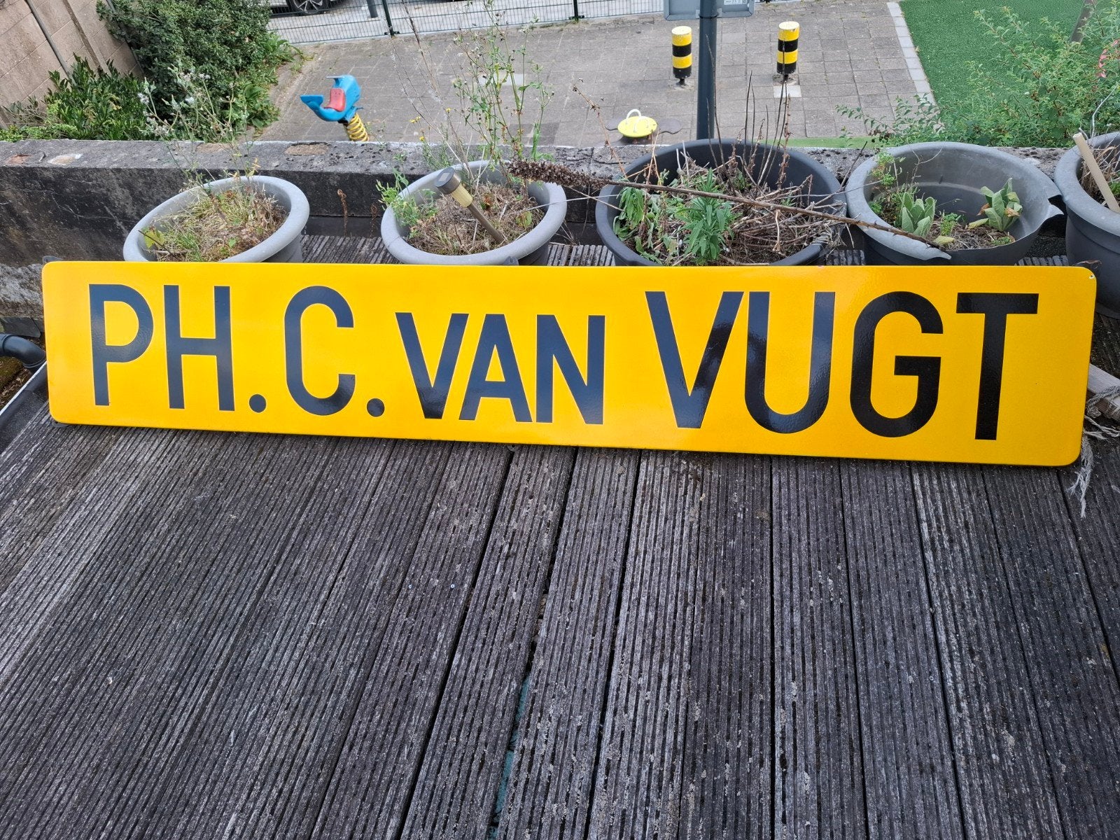 Antiek geëmailleerd reclamebord PH.C. VAN VUGT, Ophalen of Verzenden