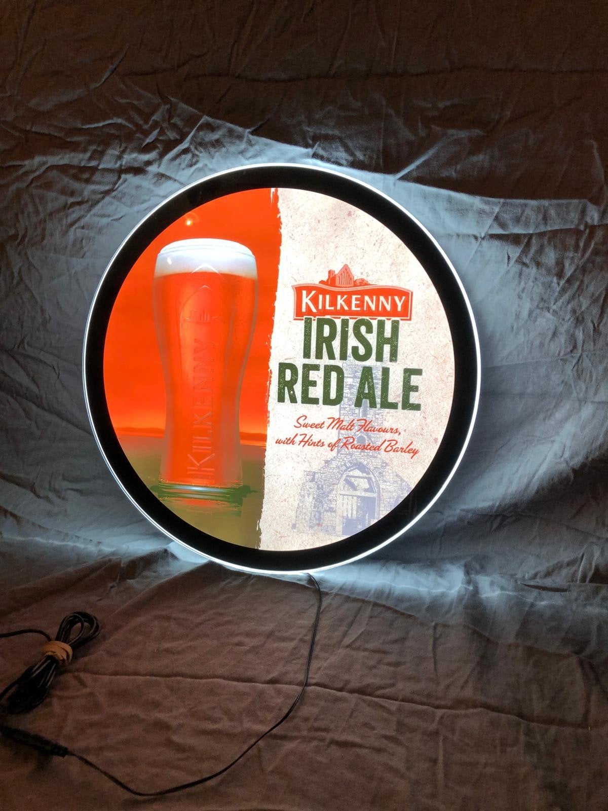 BIER "Kilkenny IRISH RED ALE"  lichtreclame, Ophalen of Verzenden, Zo goed als nieuw, Reclamebord, Plaat of Schild, Overige merken