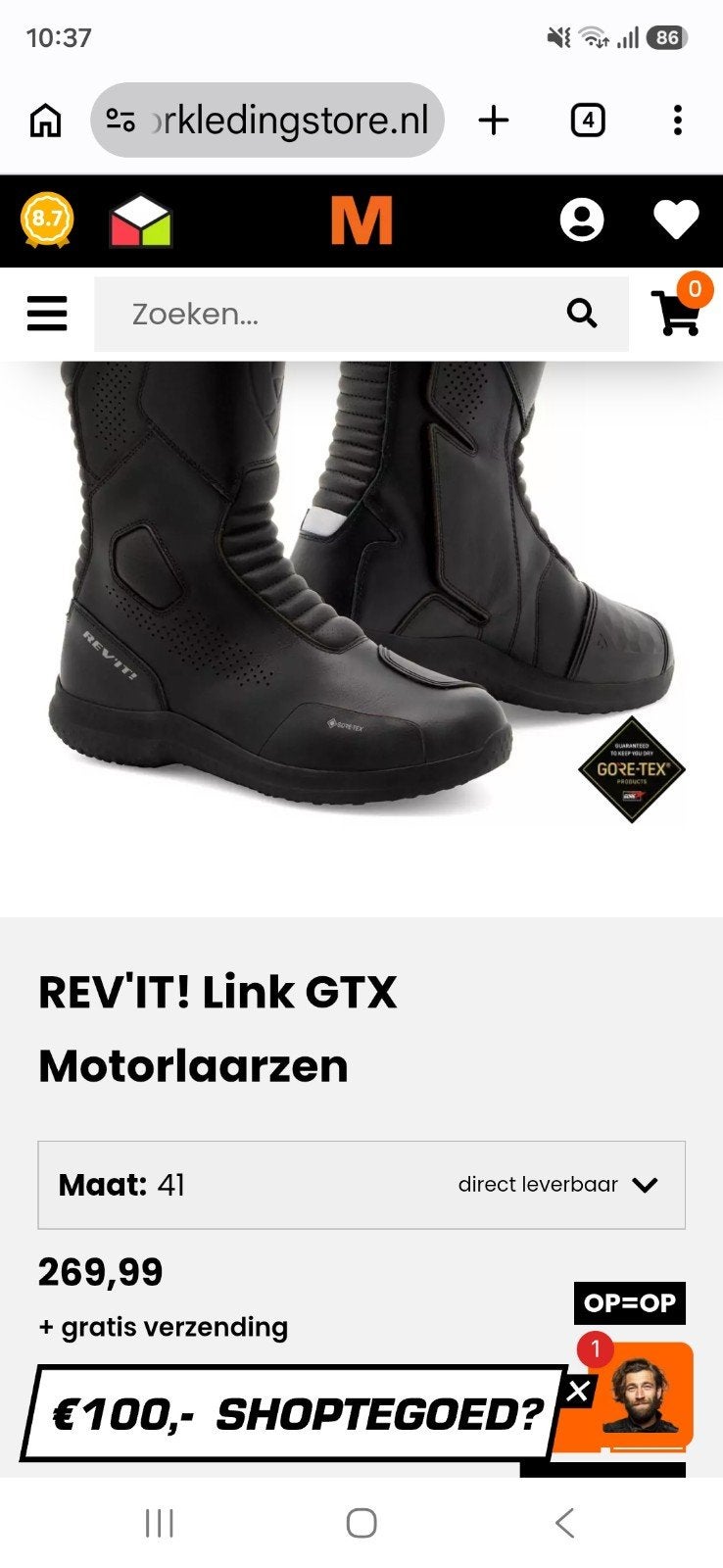 Revit motorlaarzen amper gebruikt maat 41, Ophalen, Tweedehands, Laarzen