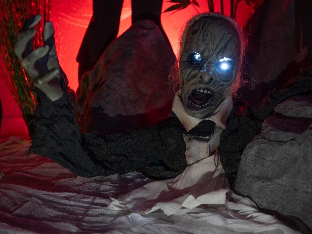Europalms Halloween animatie zombie - 43 cm met geluid, Halloween of Griezel, ., Nieuw, Ophalen of Verzenden