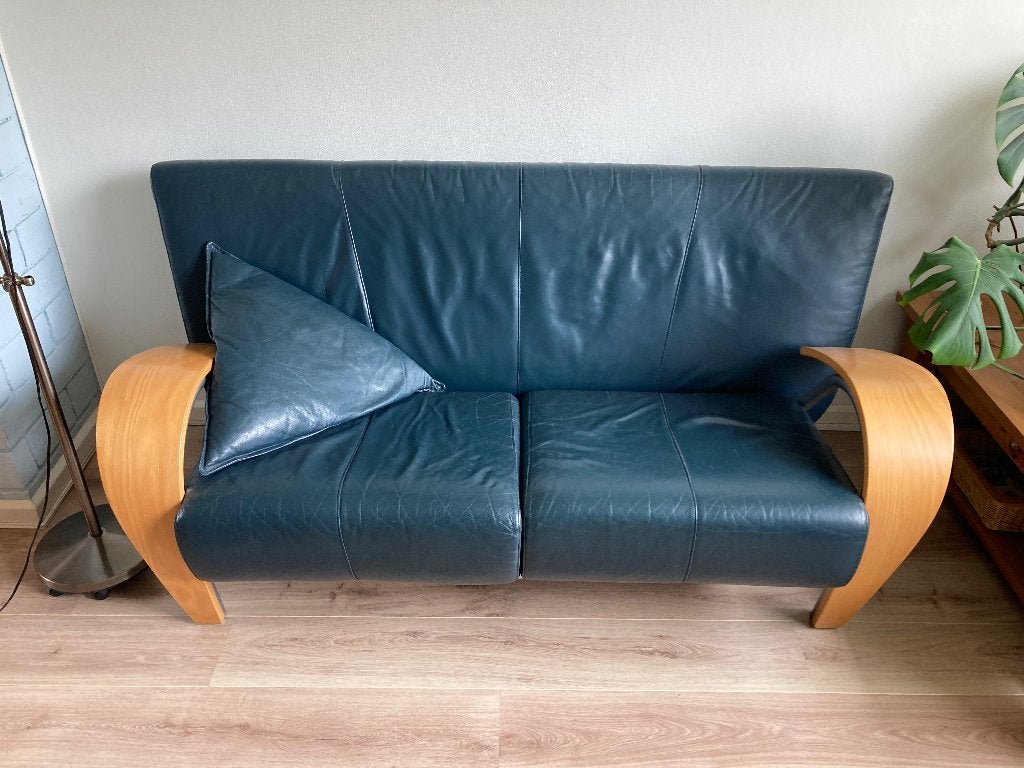 Leren bankje, Ophalen, Gebruikt, 150 tot 200 cm, Driepersoons