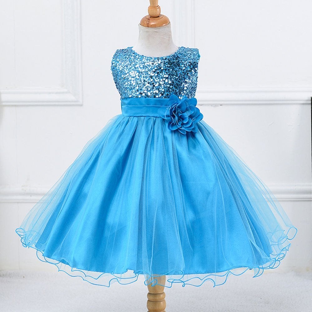 Blauwe glitter meisjes jurk meisje kinder prinsessen jurkje, Verzenden, Nieuw, 110 t/m 116, Meisje