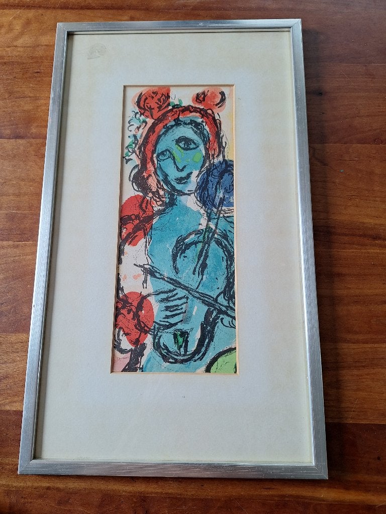 SchilderijOriginele kleuren litho chaggal, Overige onderwerpen, Ophalen of Verzenden, Lithografie, Gelimiteerde oplage