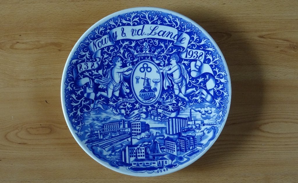 Gedenkbord Noury & v.d. Lande 1838 - 1938, Antiek en Kunst, Antiek | Wandborden en Tegels, Ophalen of Verzenden