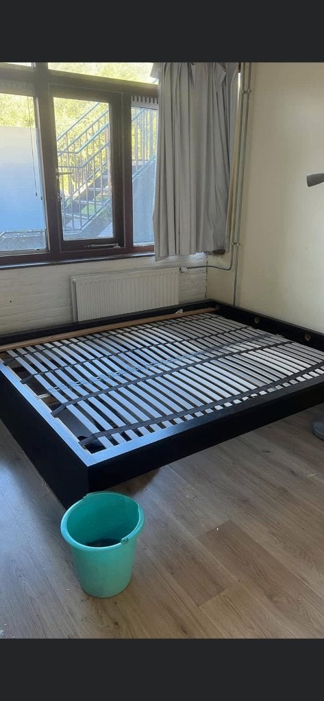 Tweepersoonsbed met lattenbodem 200x160, Huis en Inrichting, Slaapkamer | Bedden, Ophalen, Gebruikt, Zwart, Tweepersoons