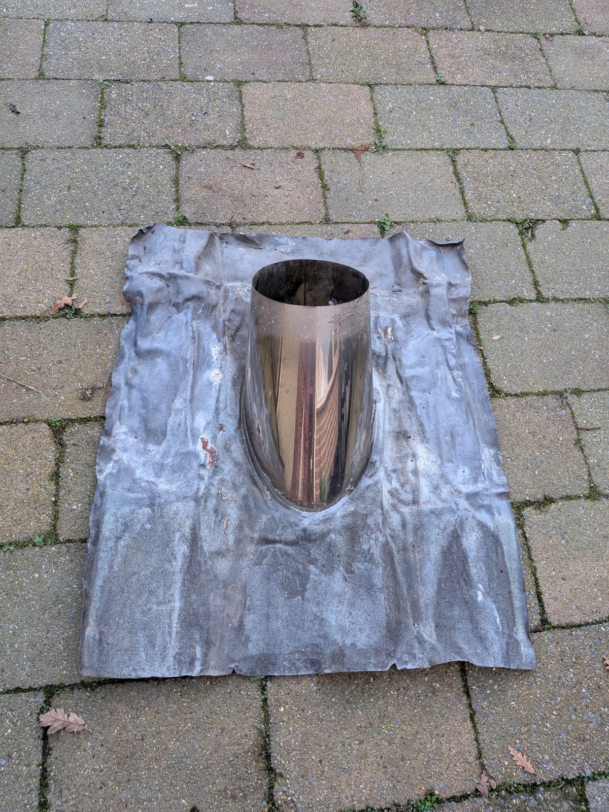 Dakdoorvoer met loodslab voor rookkanaal/kachelpijp (18 cm), Ophalen, Gebruikt, Overige typen