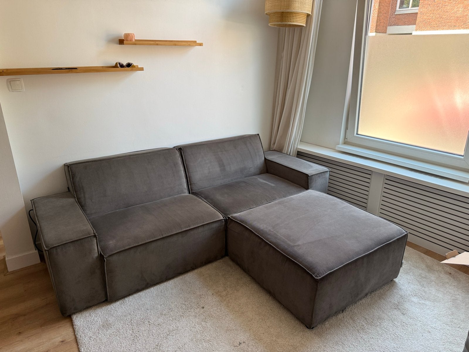 Zuiver modulaire loungebank met poef – grijs, Ophalen, Gebruikt, Stof