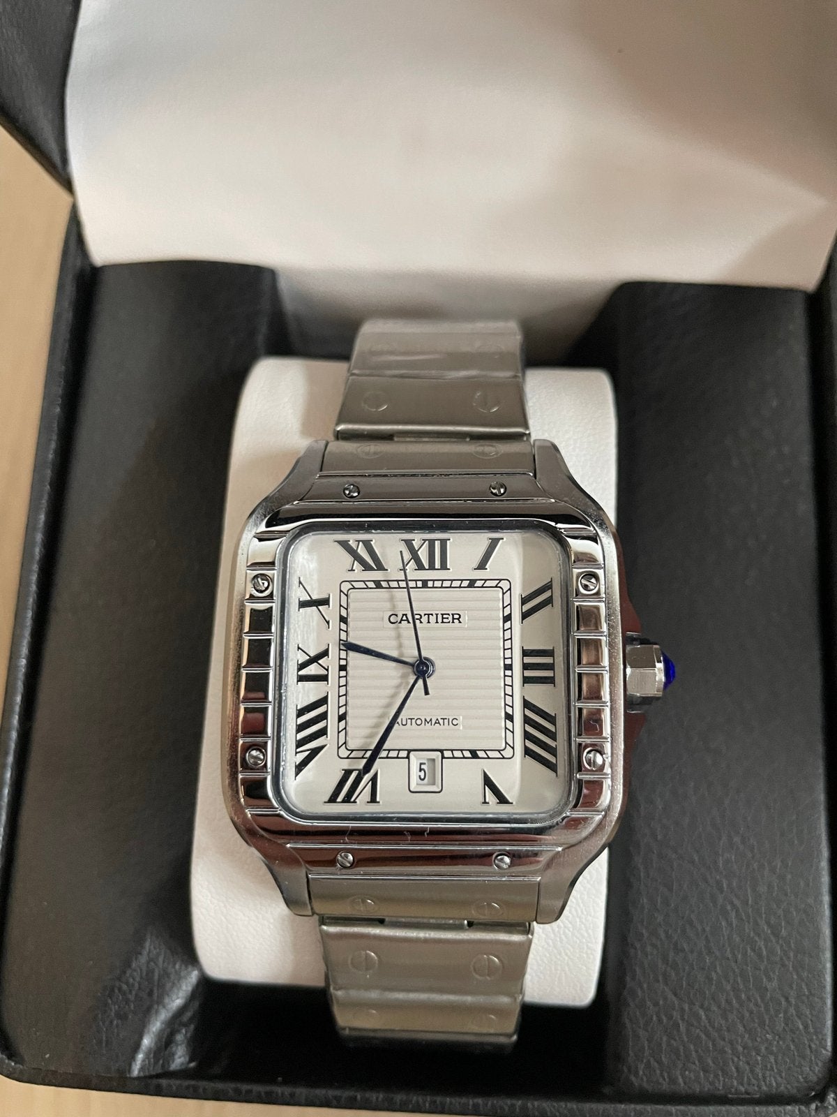 Cartier Santos Automatisch Horloge - Zo goed als nieuw, Overige merken, Staal, Polshorloge, Ophalen of Verzenden