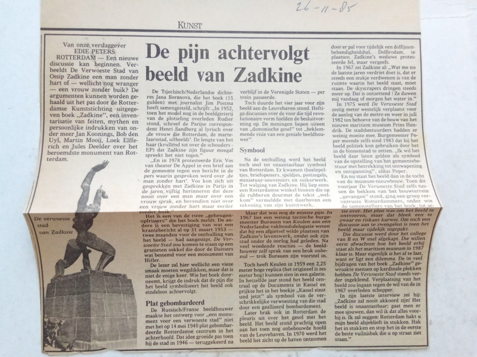 Zadkine: De pijn achtervolgt beeld van Zadkine, Ophalen of Verzenden, Gelezen