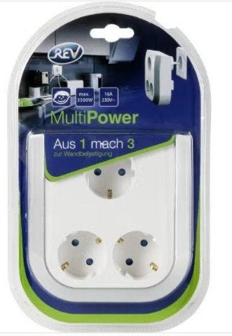 REV MultiPower Stekkerdoos - 1 naar 3 stopcontacten, Ophalen of Verzenden, Nieuw, Overige merken, Stopcontact