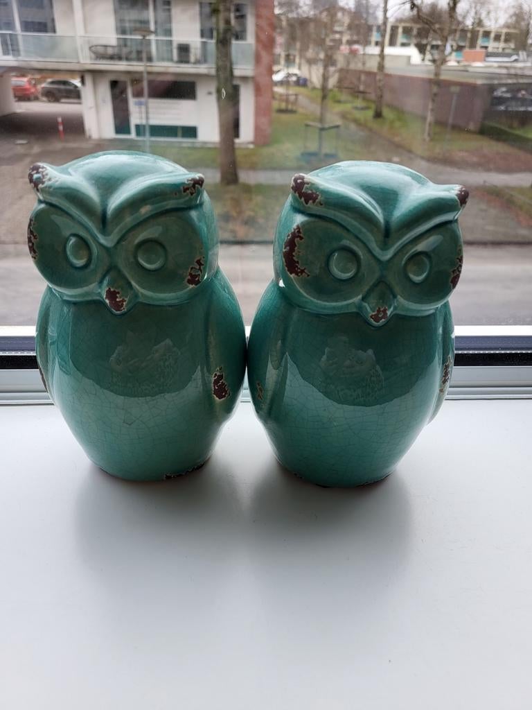 Decoratieve Uilen Set, Tuin en Terras, Tuinbeelden, Ophalen, Zo goed als nieuw, Overige materialen, Dierenbeeld