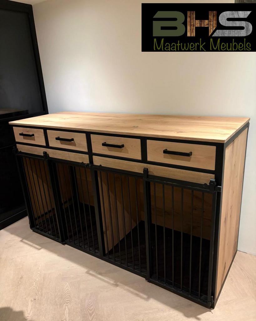 Hondenbench/dressoir volledig op maat #eikenhout #staal, Dieren en Toebehoren, BHS Maatwerk Meubels, Info@bhs-maatwerkmeubels.nl
