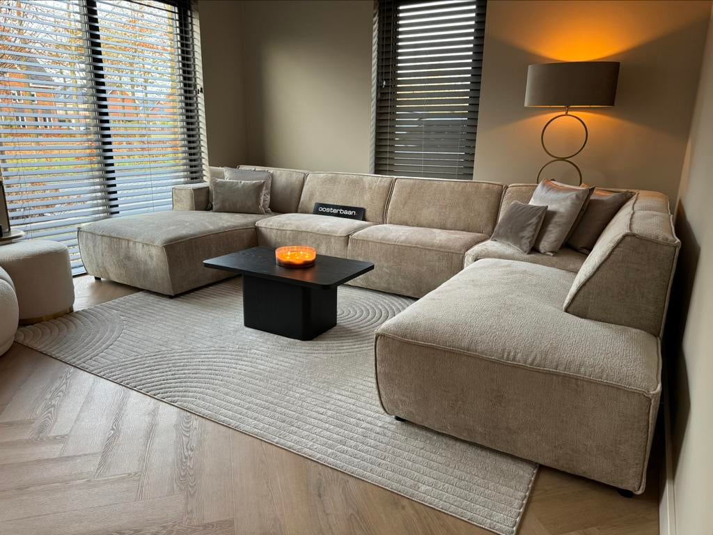 Luxe Velvet Teddy U-Bank Richard 190x390x240cm NIEUW - Uniek, Oosterbaan, Info@oosterbaanwonen.nl, Hoekbank, Ophalen of Verzenden