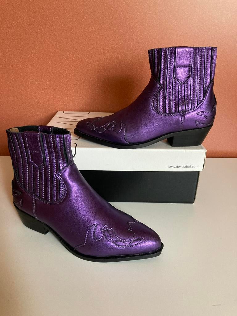 Splinternieuwe dwrs laarsjes paars echt leer 36😍mooi💜🌺, Kleding | Dames, Schoenen, Overige kleuren, Verzenden, Lage of Enkellaarzen