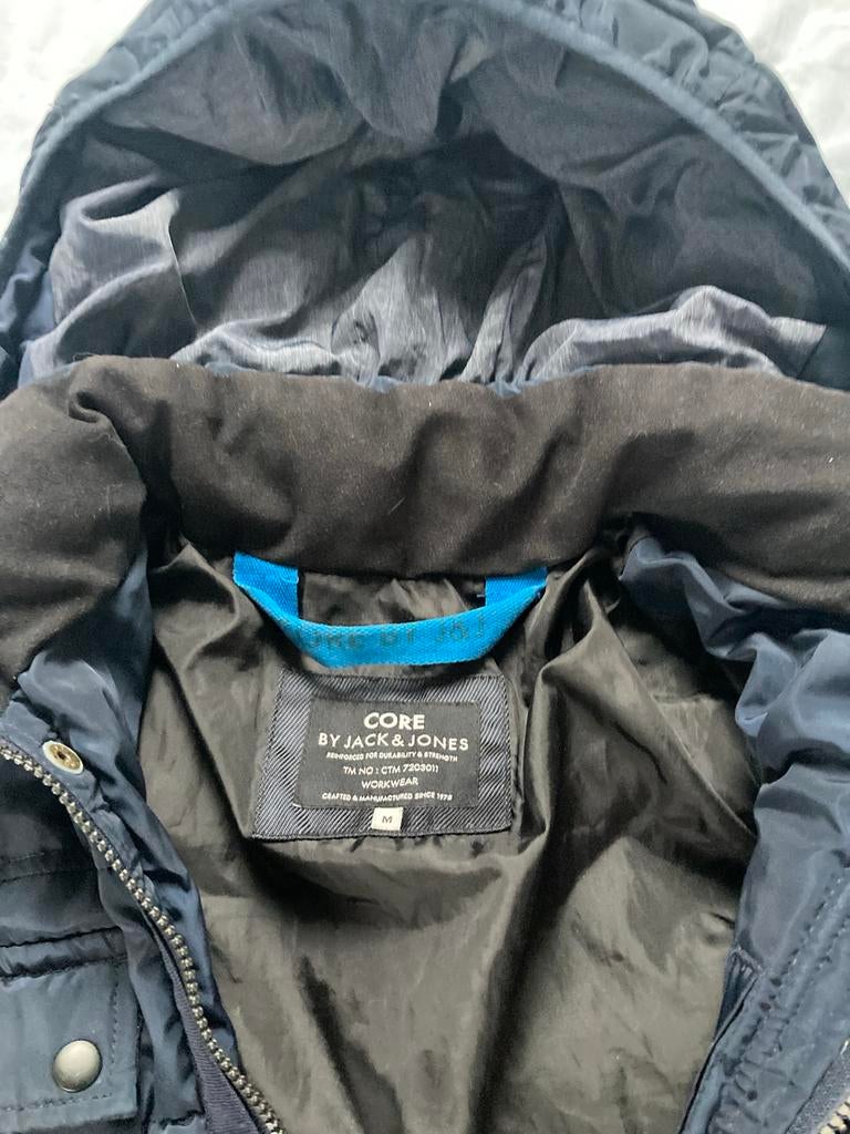 Winterjas jack en jones donkerblauw, Ophalen of Verzenden, Zo goed als nieuw, Blauw