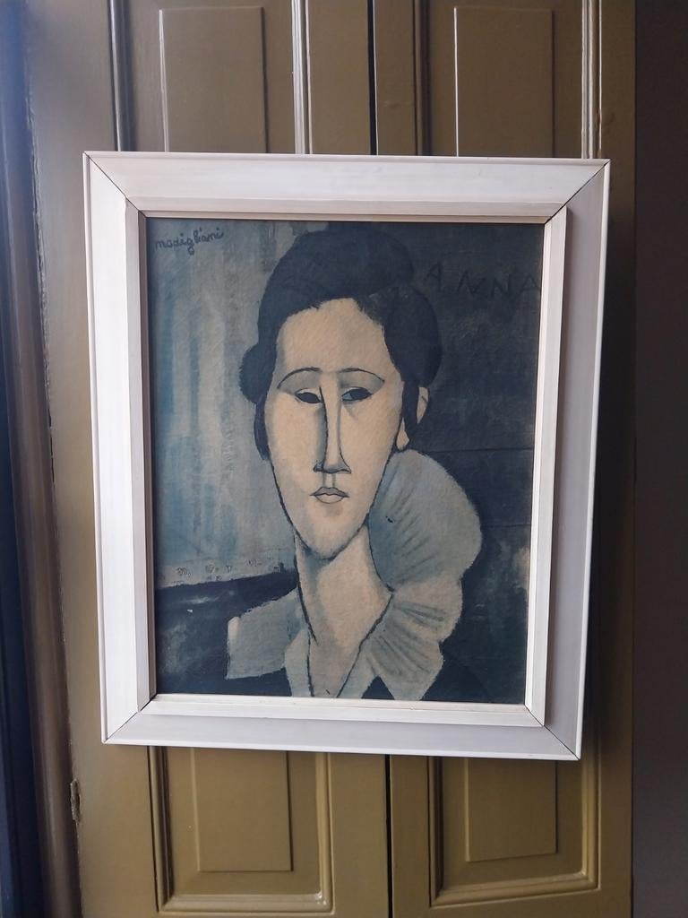 Oude ingelijste prent van Modigliani, Antiek en Kunst, Ophalen of Verzenden