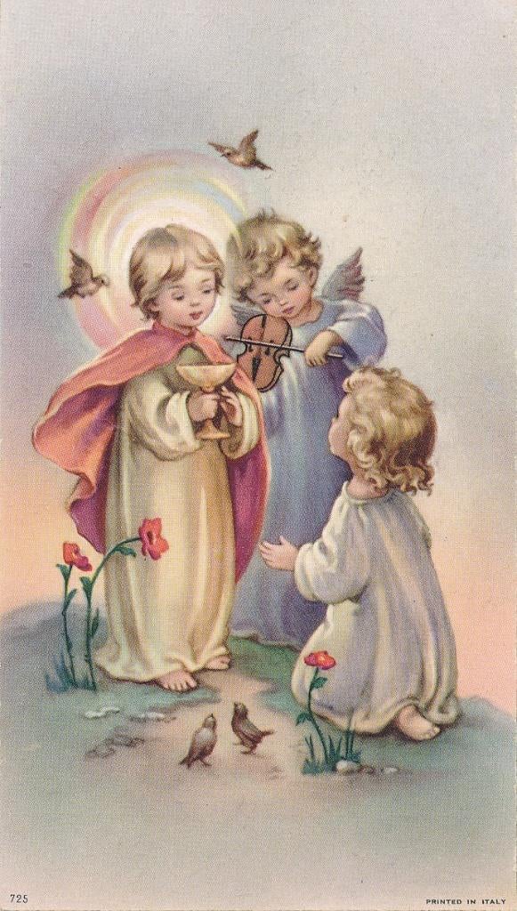 5 Mooie kinderdevotie prentjes uitg. FB Italy, Ophalen of Verzenden, Zo goed als nieuw, Kaart of Prent, Christendom | Katholiek