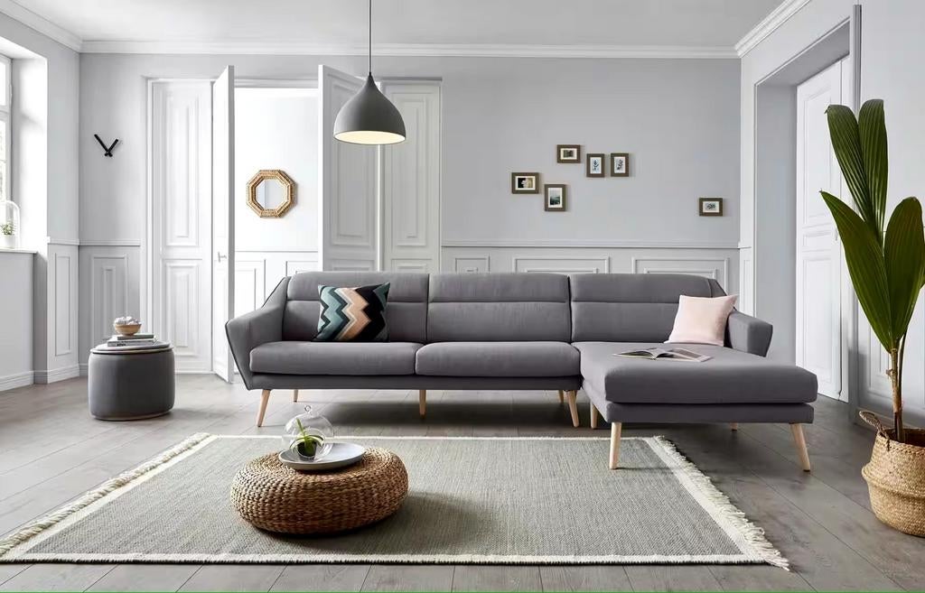 Nieuwe trendy hoekbank grijs weefstof xxl loungebank, Keizer, Keizer, Hoekbank, 300 cm of meer
