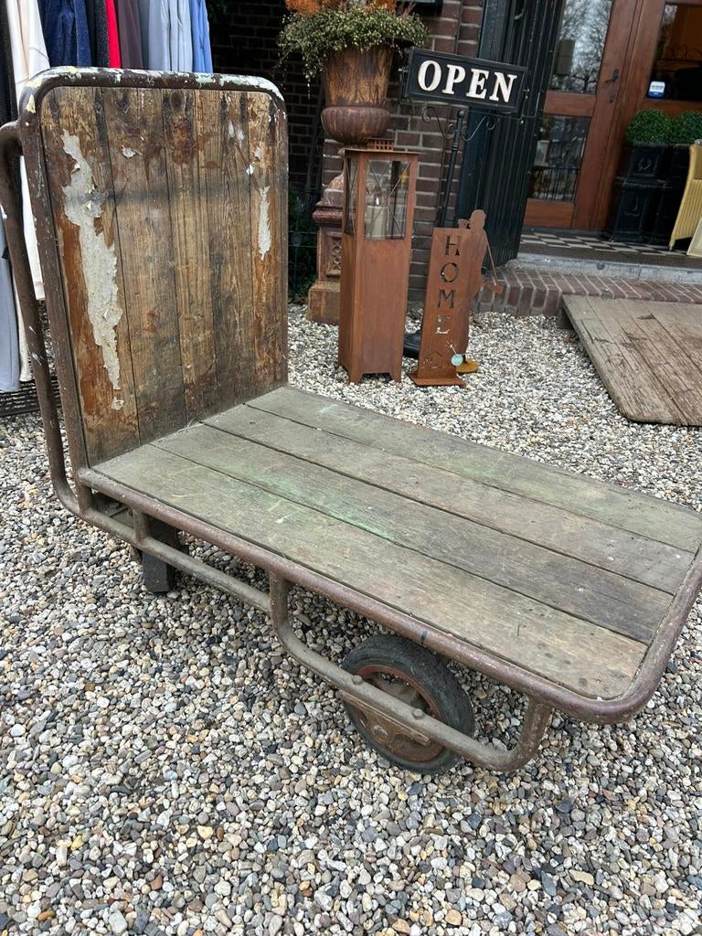 Stoere vintage industriële transportkar / bagagewagen, Ophalen of Verzenden