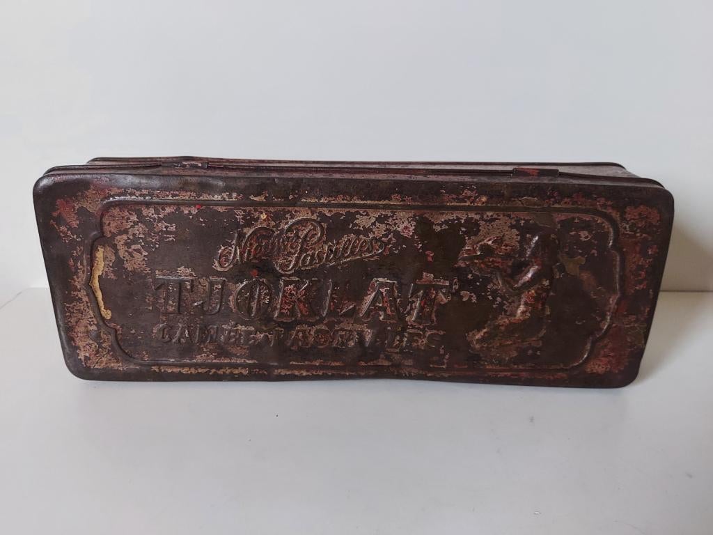 Vintage antiek blik Tjoklat Chocolade, Verzamelen, Blikken, Ophalen of Verzenden, Gebruikt, Overige