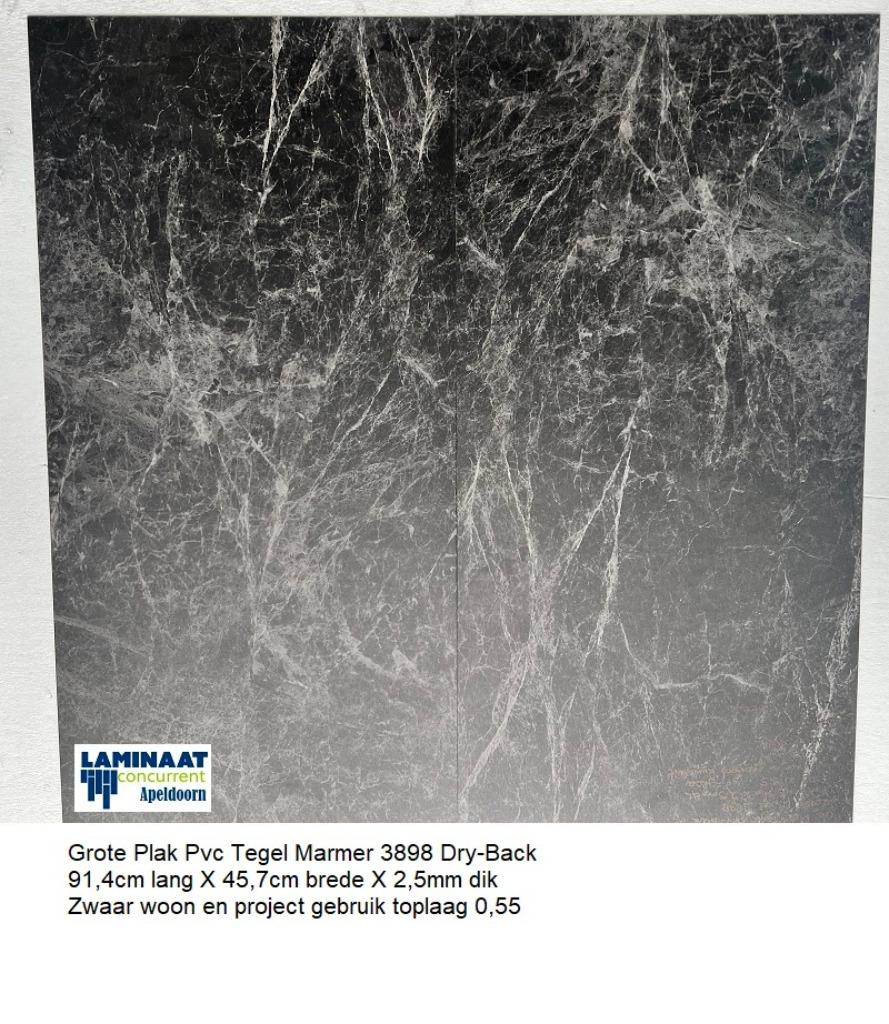 Grote Plak Pvc Tegel Marmer 3898 91,4cm X 45,7cm €14,95m2, Verzenden, 75 m² of meer, Zwart, Nieuw