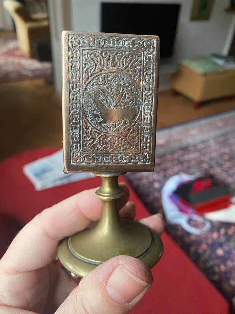 Antieke Luciferdoosjeshouder van Messing, Ophalen of Verzenden