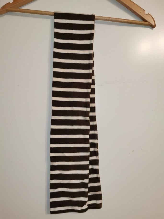 Bruin wit gestreepte sjaal ZGAN  Katoen, in keurige staat., Ophalen of Verzenden, Zo goed als nieuw, Maat 46/48 (XL) of groter
