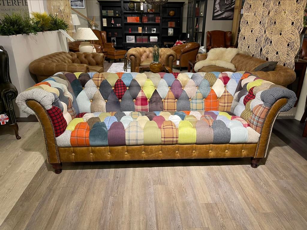 Multicolor chesterfield bank Patchwork Stof Harris Tweed, Ophalen of Verzenden, Nieuw, 75 tot 100 cm, Stof