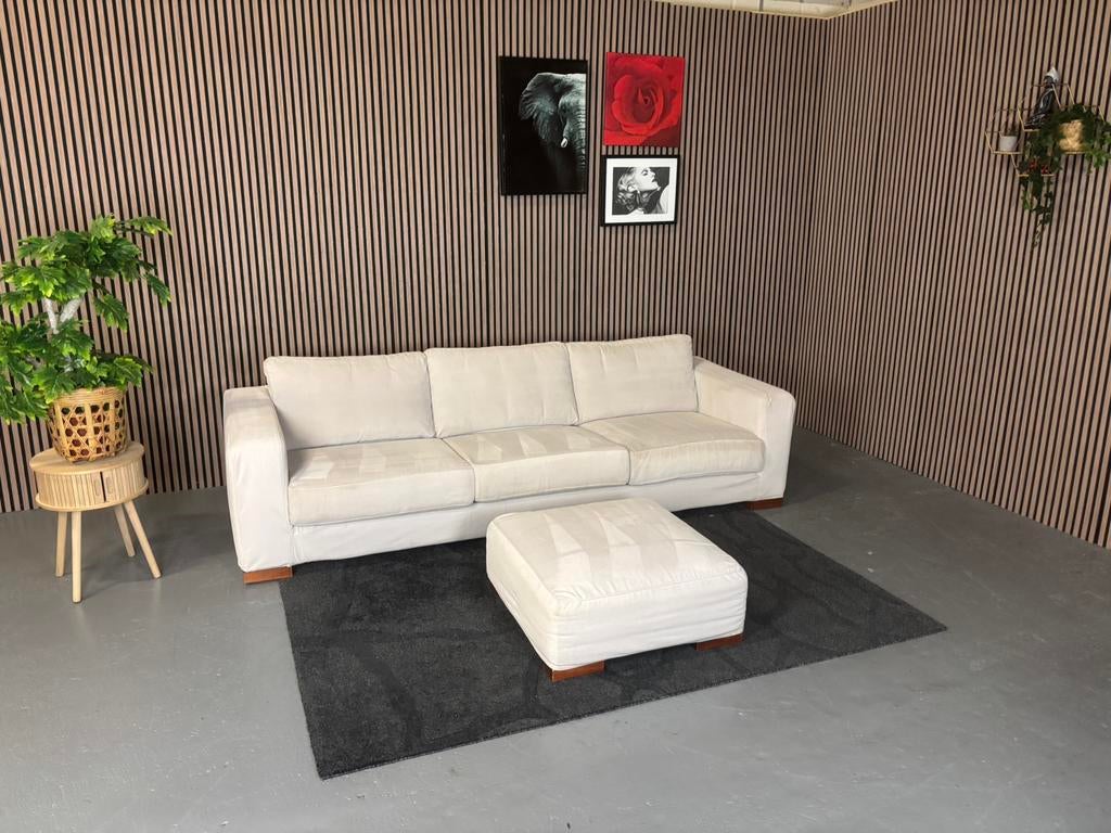 GRATIS LEVERING Linteloo Bank + Poef 265x100 REFURBISHED, 250 tot 300 cm, 100 tot 125 cm, Ophalen of Verzenden, Zo goed als nieuw