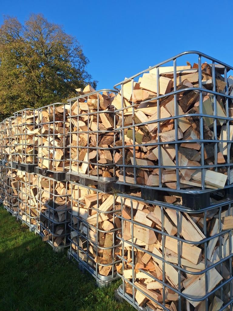 Gekloofd Haardhout - Hardhout mix (1.2kuub)🔥🔥, 3 tot 6 m³, Ophalen of Verzenden, Eikenhout, Blokken