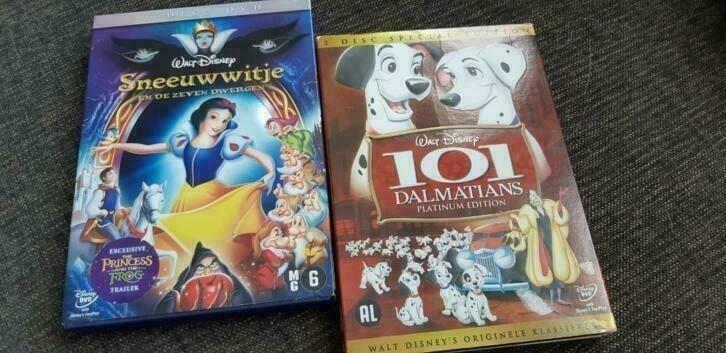 Disney DVD'S: Sneeuwwitje & de zeven dwergen +101 Dalmatiers, Ophalen of Verzenden, Sneeuwwitje of Doornroosje, Zo goed als nieuw