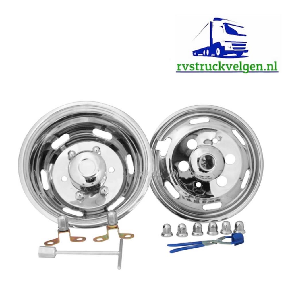 Iveco Daily 16inch rvs wieldoppen set voor dubbellucht, Ophalen of Verzenden, Iveco