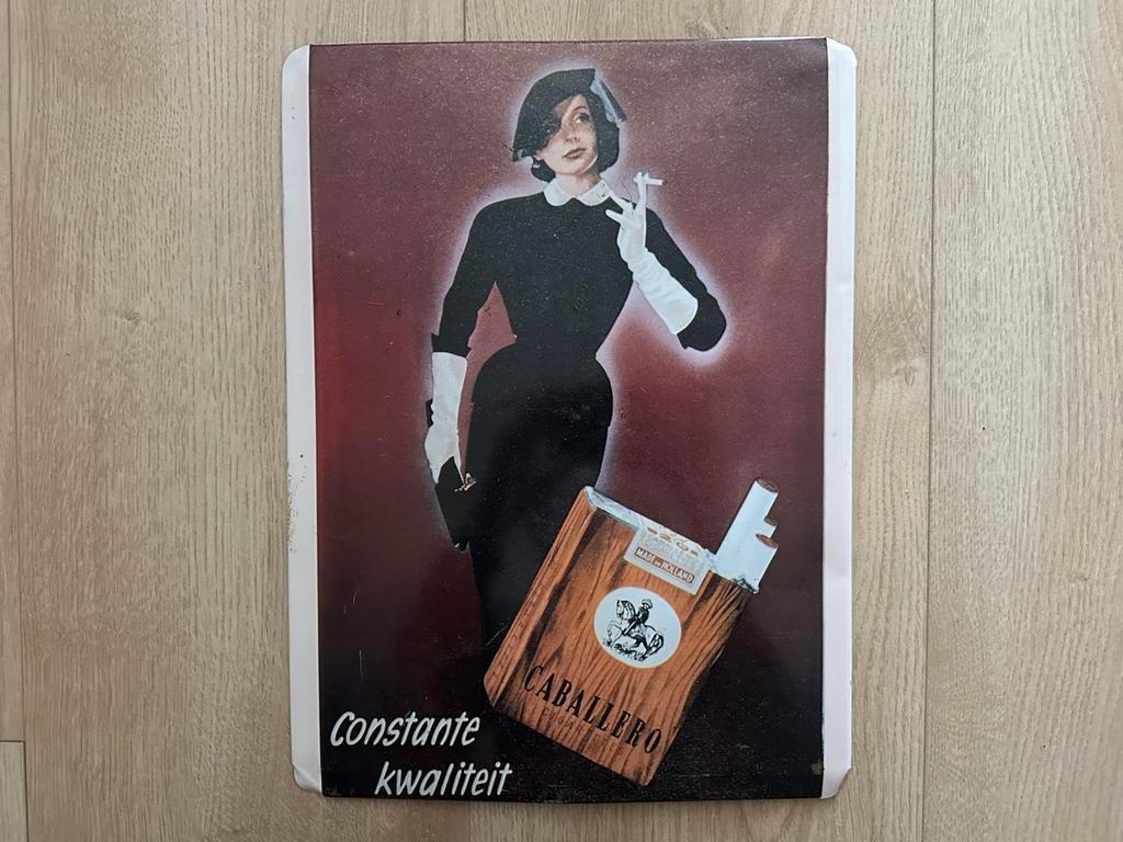 Oud Reclamebord Caballero Sigaretten glacoide jaren 50, Ophalen of Verzenden, Gebruikt, Reclamebord