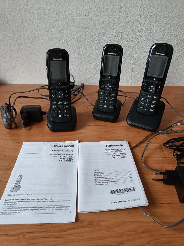 3 x Digitale DECT Draadloze Telefoon Panasonic KX-TG13NL, Ophalen of Verzenden, Gebruikt, 3 handsets