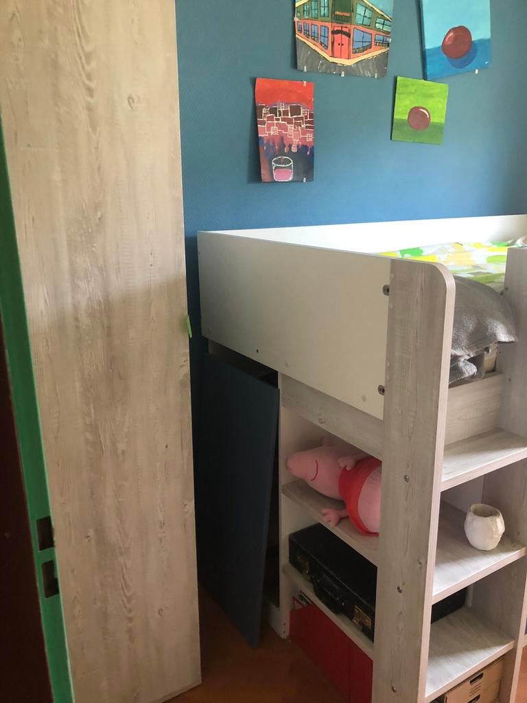 Half hoogslaper met kast en bureau, Ophalen, Gebruikt, Halfhoogslaper