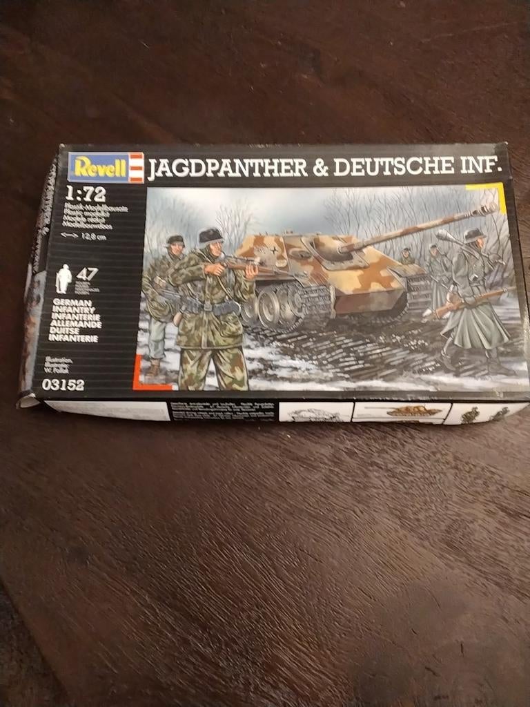 Vintage van Revell jagdpanther & Deutsche Inf., Ophalen, Tank, Revell, Groter dan 1:32