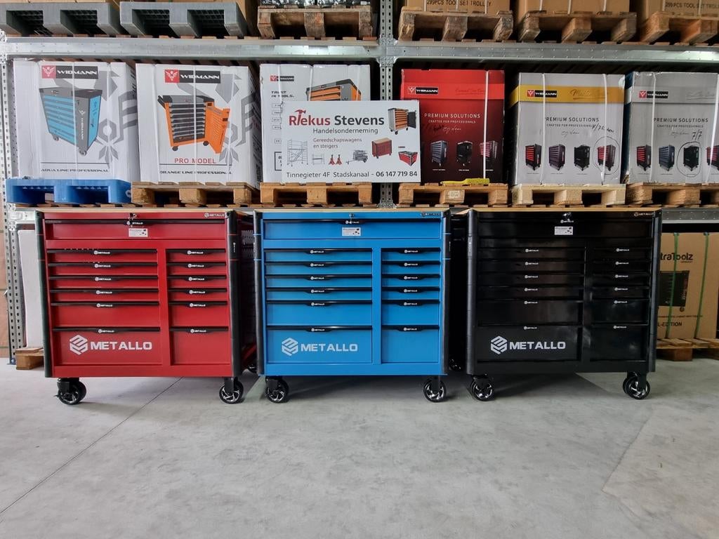 metallo gereedschapwagen in 3 kleuren vol gereedschap, Ophalen of Verzenden, Nieuw