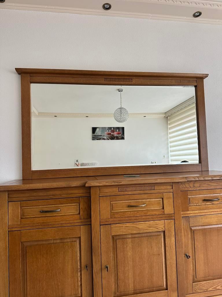 Eikenhout spiegel, Huis en Inrichting, Woonaccessoires | Spiegels, Ophalen, 125 cm of meer, Zo goed als nieuw, Minder dan 100 cm