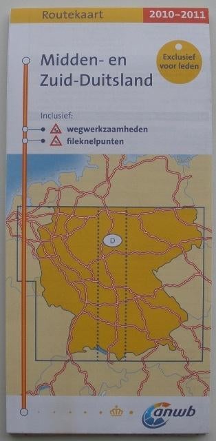 ANWB Routekaart - Midden en Zuid Duitsland 2010/11, Ophalen of Verzenden, Zo goed als nieuw