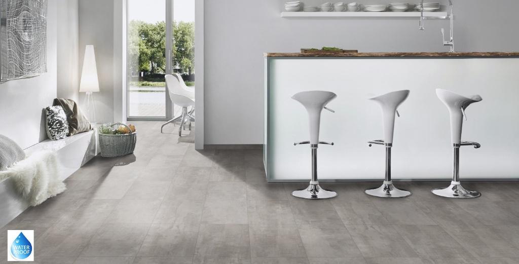 Waterbestendige Tegel Laminaat Orca Submarine €16,95m2, 75 m² of meer, Nieuw, Ophalen of Verzenden, Waterbestendig tegel laminaat beton gris