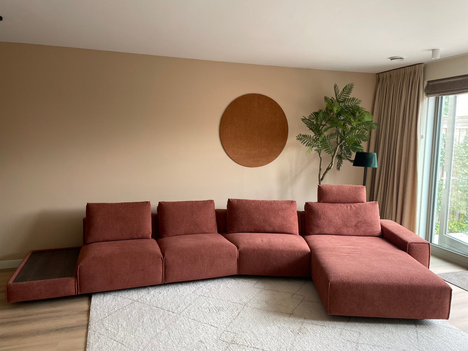 Mooie donker terracotta elementenbank., Huis en Inrichting, Ophalen, Zo goed als nieuw, Stof