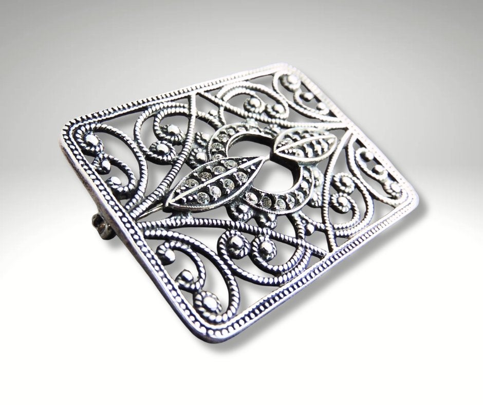 Mooie NIEUW Art Deco 925 zilveren Timeless Classics broche!, Sieraden, Tassen en Uiterlijk, Met kristal, Verzenden, Minder dan 4 cm