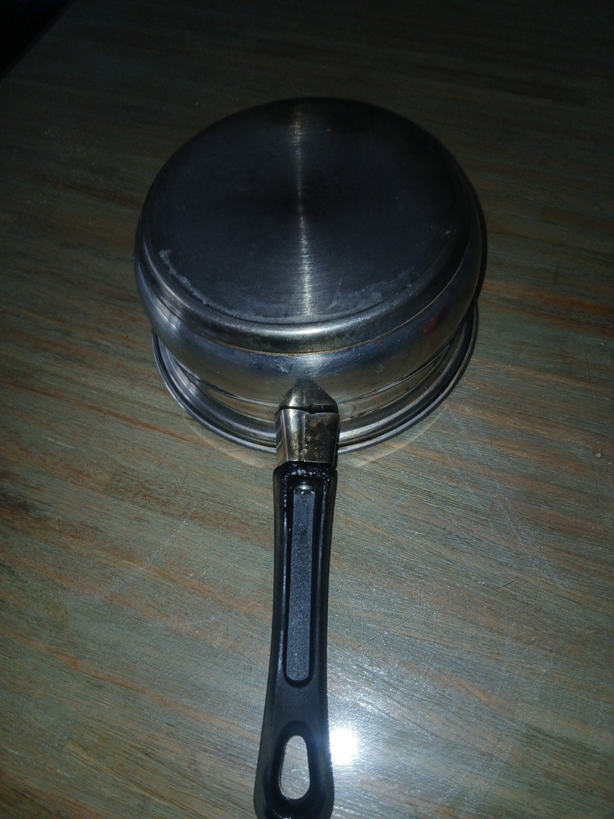 RVS Kookpan met handvat - 16 cm, Gebruikt, Met handvatten, Ophalen of Verzenden, Rvs