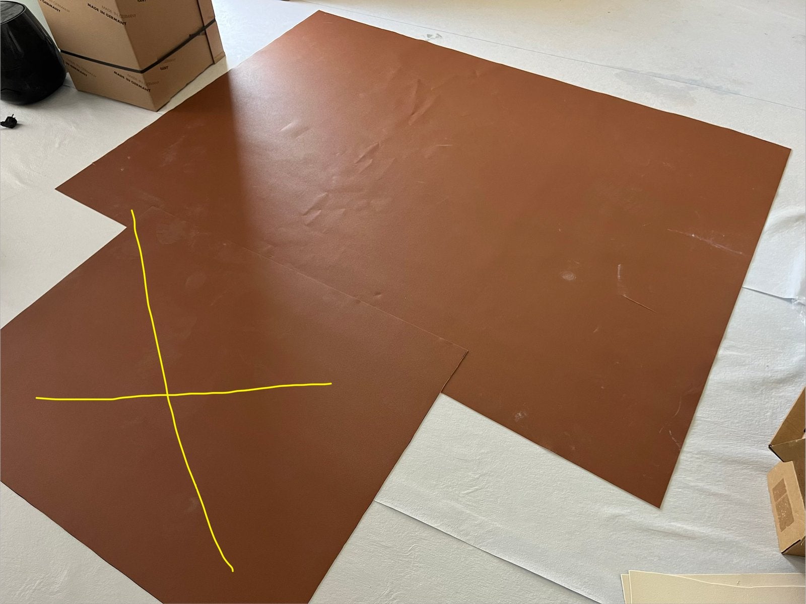 Gratis vinyl terracotta kleur ~2 bij 1,5 m, Huis en Inrichting, Stoffering | Vloerbedekking, Ophalen, Nieuw, Vinyl, Minder dan 5 m²