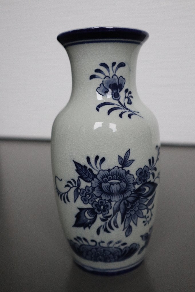 vaas delfts blauw look met molen en bloemen, Huis en Inrichting, Ophalen of Verzenden, Zo goed als nieuw, Blauw