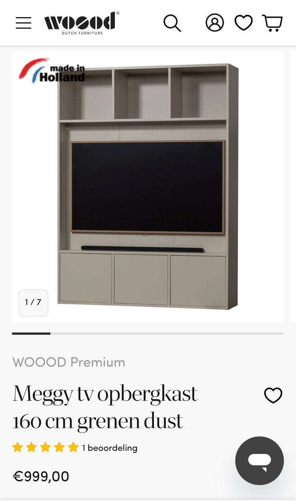Woood Meggy tv opbergkast 160 cm grenen dust, Ophalen, Zo goed als nieuw