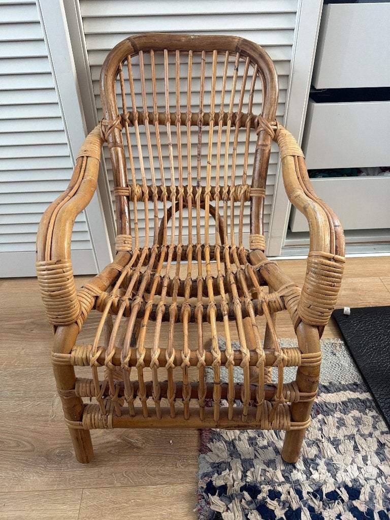 Vintage rotan kinderstoel, Ophalen, Overige kleuren, Riet of Rotan, Zo goed als nieuw