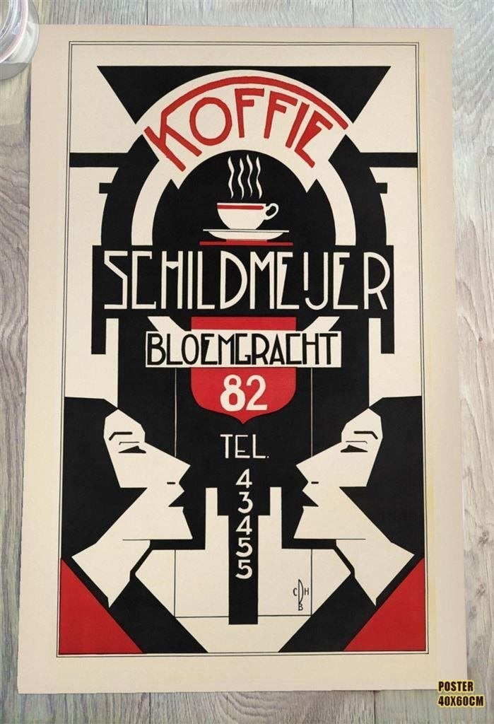 Schildmeijer Amsterdam Koffie Art Deco Reclame poster, Verzenden, Nieuw, Overige typen