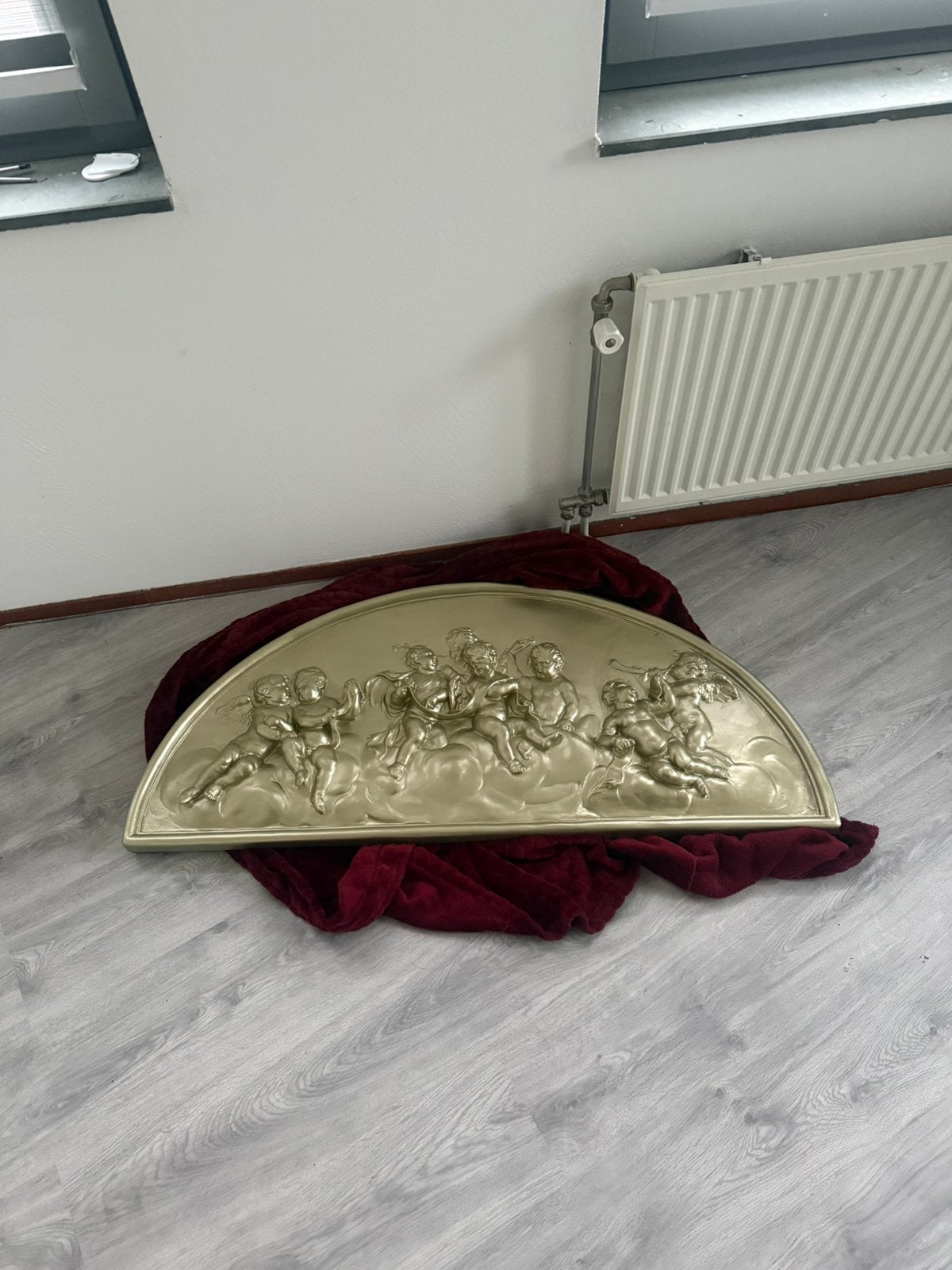 Zwaar brede gipsen wanddecoratie engelen, Ophalen of Verzenden